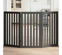 Vidaxl Barrière Pour Chien Pliable 3 Panneaux Noir Bois De Peuplier