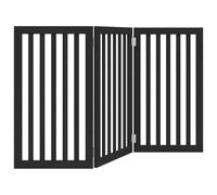 vidaXL Barrière pour chien pliable 3 panneaux noir en bois de peuplier 352254