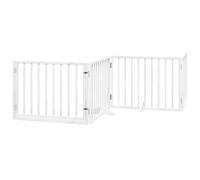 vidaXL Barrière pour chiens 4 panneaux avec porte pliable 320 cm Blanc Bois de peuplier