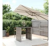 vidaXL Bartafel met glazen blad 105x80x110 cm poly rattan grijs362595 Gris G