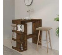 Table de bar - vidaXL - 812960 - Chêne fumé - Bois d'ingénierie - 3 étagères de rangement