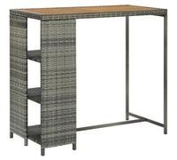 vidaXL Bartafel met opbergrek 120x60x110 cm poly rattan grijs313479 Gris G