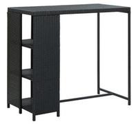vidaXL Bartafel met opbergrek 120x60x110 cm poly rattan zwart313476 Noir G