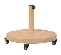 vidaXL Base de Parasol Ronde pour l'extérieur, avec des Roues en Bois Clair. Construction en Acier et béton, Couleur Marron, Dimensions de 48 x 32,5 cm. Style Moderne, revêtement en Poudre résistant