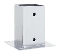 Bases de poteau carrées 4 pcs argent 91x91 mm acier galvanisé, base de clôture en béton, base de poteau de clôture 42000010