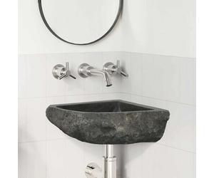 vidaXL Bassin d'angle suspendu au mur Gris (30-37) x (30-37) x 12 cm