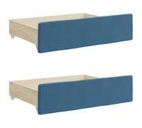vidaXL Bed Drawers 2 pcs Blue Engineered Wood and Velvet, Storage Drawer, Bed Box, Bed Storage Unit, Under Bed Drawer, Bedroom Accessory