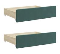 vidaXL Bed Drawers 2 pcs Dark Green Engineered Wood and Velvet, Storage Drawer, Bed Box, Bed Storage Unit, Under Bed Drawer, Bedroom Accessory