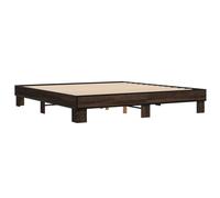 vidaXL Bed Frame Brown Oak 160x200 cm Engineered Wood and Metal, Bed, Guest Bed, Double Bed, Bedroom Furniture, Bed Base