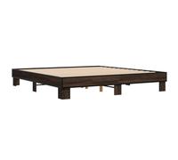 vidaXL Bed Frame Brown Oak 180x200 cm Engineered Wood and Metal, Bed, Guest Bed, Double Bed, Bedroom Furniture, Bed Base