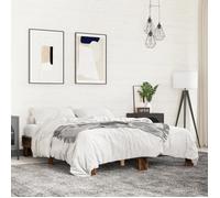 vidaXL Bed Frame Smoked Oak 150x200 cm Engineered Wood and Metal, bed, guest bed, double bed, bedroom furniture, bed base 3280234