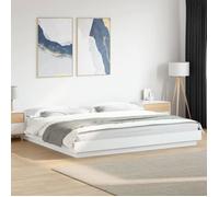 vidaXL Bed Frame with LED Lights White 180x200cm Engineered Wood, bedroom furniture, bed base, pallet bed, bed, double bed, 3281077