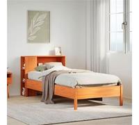 vidaXL Bed met boekenkast zonder matras grenenhout wasbruin 100x200 cm3322848 Marron G