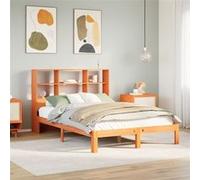 vidaXL Bed met boekenkast zonder matras grenenhout wasbruin 120x190 cm3322574 Marron G