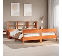 vidaXL Bed met boekenkast zonder matras grenenhout wasbruin 200x200 cm3322977 Marron G