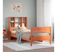 vidaXL Bed met boekenkast zonder matras grenenhout wasbruin 90x200 cm3322998 Marron G