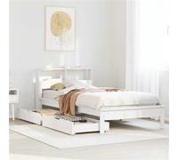 vidaXL Bed met boekenkast zonder matras grenenhout wit 90x190 cm3309831 Blanc G