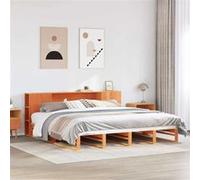 vidaXL Bed met boekenkast zonder matras hout wasbruin 200x200 cm3323889 Marron G