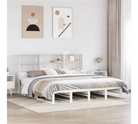 vidaXL Bed met boekenkast zonder matras massief hout wit 180x200 cm3323930 Marron G