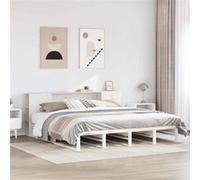 vidaXL Bed met boekenkast zonder matras massief hout wit 200x200 cm3323888 Blanc G