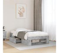 vidaXL Cadre de lit sans matelas gris béton 100x200 cm bois ingénierie