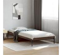 vidaXL Bedframe bewerkt hout en metaal bruin eikenkleurig 100x200 cm845030 Marron G