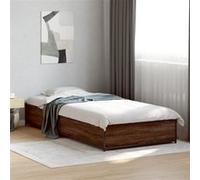 vidaXL Bedframe bewerkt hout en metaal bruin eikenkleurig 100x200 cm845110 Marron G