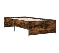 vidaXL Bedframe bewerkt hout en metaal gerookt eikenkleurig 100x200 cm845238 Marron G