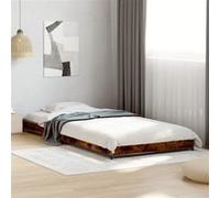 vidaXL Bedframe bewerkt hout en metaal gerookt eikenkleurig 90x190 cm845183 Marron G