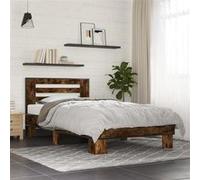Bedframe bewerkt hout en metaal gerookt eikenkleurig 90x190 cm846086