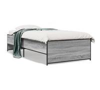 Vidaxl Cadre De Lit Sonoma Gris 100x200 Cm Bois D'ingénierie Et Métal Multicolore