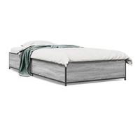 vidaXL Bedframe bewerkt hout en metaal grijs sonoma eiken 90x190 cm845119 Gris G