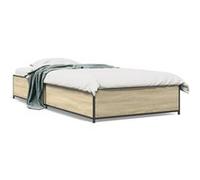 vidaXL Bedframe bewerkt hout en metaal sonoma eikenkleurig 75x190 cm845122 Marron G
