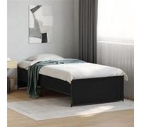vidaXL Bedframe bewerkt hout en metaal zwart 90x190 cm845246 Noir G