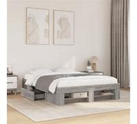 vidaXL Bedframe bewerkt hout grijs sonoma eikenkleurig 120x190 cm3295518 Gris G