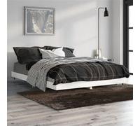 vidaXL Bedframe bewerkt hout hoogglans wit 135x190 cm832183 Blanc G