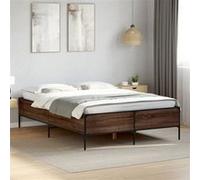 vidaXL Bedframe bewerkt hout metaal bruin eikenkleur 120x190 cm3279821 Marron G
