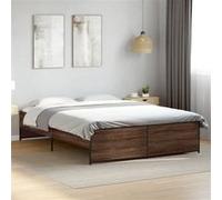 vidaXL Bedframe bewerkt hout metaal bruin eikenkleur 150x200 cm3279886 Marron G