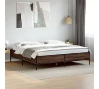 vidaXL Bedframe bewerkt hout metaal bruin eikenkleur 180x200 cm3279786 Marron G