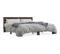 vidaXL Bedframe bewerkt hout metaal bruin eikenkleur 200x200 cm3280176 Marron G