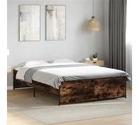 Vidaxl Cadre De Lit Sans Matelas Chêne Fumé 120x190 Cm Multicolore