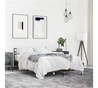 vidaXL Bedframe bewerkt hout metaal gerookt eikenkleurig 120x190 cm3280069 Marron G