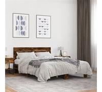 Vidaxl Cadre De Lit Chêne Fumé 120x190 Cm Bois D'ingénierie Et Métal Multicolore