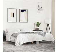 Bed Frame Grey Sonoma 180x200 cm Engineered Wood and Metal, bed, guest bed, double bed, bedroom furniture, bed base