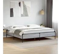 vidaXL Bedframe bewerkt hout metaal grijs sonoma eiken 200x200 cm3279780 Gris G