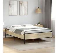 vidaXL Bedframe bewerkt hout metaal sonoma eikenkleurig 120x200 cm3279803 Marron G