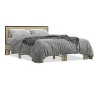vidaXL Bedframe bewerkt hout metaal sonoma eikenkleurig 140x200 cm3280103 Marron G