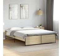 vidaXL Bedframe bewerkt hout metaal sonoma eikenkleurig 160x200 cm3279878 Marron G