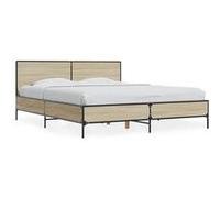 vidaXL Bedframe bewerkt hout metaal sonoma eikenkleurig 160x200 cm3280008 Marron G