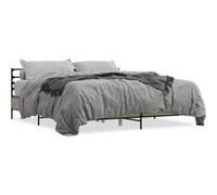 vidaXL Bedframe bewerkt hout metaal sonoma eikenkleurig 200x200 cm3280063 Marron G
